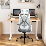 CELLBELL C190 Berlin Office Chair, High Back Mesh Ergonomic Home Office Desk Chair (Grey - White)