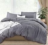 Utopia Bedding Queen Duvet Cover Set - 1 Duvet Cover with 2 Pillow Shams - 3 Pieces Comforter Cover with Zipper Closure - Ultra Soft Brushed Microfiber, 90 X 90 Inches (Queen, Grey)