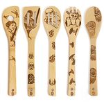 5 PCS Star Wars Burned Wooden Spoons Cooking Organic Spoons Turners Carved Spatulas Non-Stick for Cookware Kitchen Gadgets - Premium Quality Gifts for Housewarming and Wedding