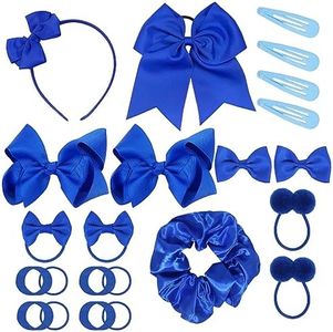 45Pcs Royal Blue School Girls Hair Accessories Kit Royal Blue Bow Headband Hair Clips Ponytail Holder Bow Hair Barrettes,Hair Accessories for Girl Birthday Gift