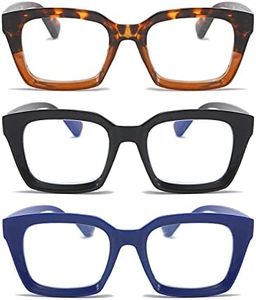 KoKoBin 3 Paires Lunettes de vue Lecture Anti-Lumière Bleue,Lunettes pour lire Surdimensionnées Carrées Élégantes,Anti-Fatigue Lentille Claire Hommes et Femmes 1.00