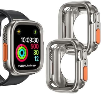 [2 Pack] Goton Bumper Case for Apple Watch Series SE2 SE 6 5 4 44mm, Ultra Thin Soft TPU Shockproof Case Cover Bumper Protector for iWatch Accessories (No Screen Protector) 44mm Ultra Look Titanium
