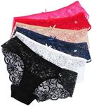 Sunm Boutique 6 Pack Womens Underwear Invisible Seamless Bikini Lace Underwear Half Back Coverage Panties Multicoloured