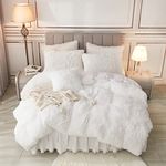 annadaif White Duvet Cover King Fluffy, Soft Faux Fur Velvet Comforter Cover, Luxury Fuzzy Plush Shaggy Bedding Sets 3 Pieces (1 Duvet Cover, 2 Pillowcases), Zipper Closure