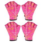 PATIKIL Webbed Swim Gloves, 2Pairs Swimming Aquatic Gloves Printing Water Resistance Training Accessories for Swimming and Diving, L, Rose Red