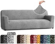 Premium Stretch Couch Covers for Sofa - Sofa Chair Cover Washable, Dogs & Pets Friendly - Elastic Polyester Loveseat Slipcovers - Non-Slip Love Seat Couch Covers - Ash (86"-120" Wide)