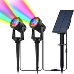 CORESLUX Solar Spot Lights Outdoor Garden RGB Solar Spotlights Color Changing Garden Uplighters Solar SpotLights Outdoor IP65 Waterproof Decorative Lighting for Garden Yard Lawn Path 2 in 1