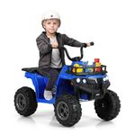Costzon Kids ATV, 6V Battery Powered Electric Vehicle with One-Button Start, MP3, LED Headlights & Storage Basket, 4-Wheeler Ride On Toy Car with Tread Tires for 2-5 Years Old Boys & Girls (Blue)