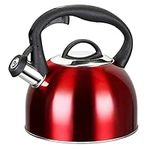 MAISCHOU Stove Top Whistling Kettle 2.5L Stainless Steel (Red)