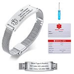 VNOX Medical Alert Bracelet for Women Medical Alert Bracelet for Men Personalized Customizable Epilepsy Type 1/2 Diabets Bracelets SOS Bracelet