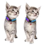 THE DDS STORE Colorful Cat Collar With Bell, Adjustable Rainbow Collars For Cat Kitty Puppy Rabbit Small Animals(Pack Of 2),10 cm,W_10 cm,Multi-Colored