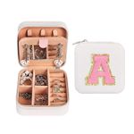 BEANPRECOY Personalized Travel Jewelry Case, Small Travel Jewelry Case, Mini Jewelry Organizer Holder, Portable Jewelry Organizer Box, Personalized Teens Girls Birthday Gifts for Women, Girls (Pink-A)