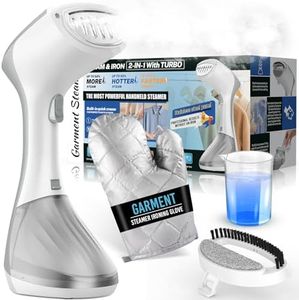 Steamer for Clothes, 1300W Handheld Clothes Steamer with Garment Steamer Ironing Glove, Fast Wrinkle Removal with Large 260 ml Tank, Portable Clothing Steamer with Brush for Home, Office, Travel