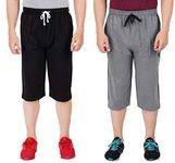 FEEL TRACK Men's Regular Fit Three Fourth Capri (Pack of 2) (GG_101_3-4_Black_Gray-XXL)