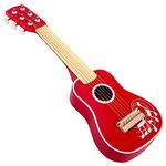 SOKA Wooden Red Guitar Musical Instrument Pretend Play Music Toy Interactive Role Play Game Early Developmental Gift for Children Toddler Kids Boys Girls Ages 3 year old +