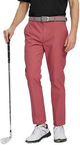 M MAELREG Mens Golf Pants Flat Front Waterproof Lightweight -30"/32"/34" Slim Fit Chino Casual Dress Pants for Men Cranberry