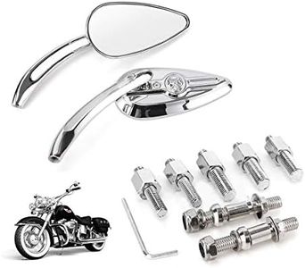 8mm/10mm Rearview Side Mirrors Chrome Skull Teardrop Aluminum Replacement for Harley Dyna Electra Glide Motorcycle Left & Right