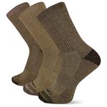 Merrell mens 3 Pack Performance Cushion Hiker Crew Hiking Socks, Olive Assorted, One Size US