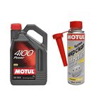 MOTUL 4100 Power SAE 5W-30 Technosynthesis Engine Oil (4 L) & System Keep Clean Diesel & Petrol Combo