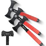 NedFoss Throwing Axes and Tomahawks with Innovative TPR Rubber Handle, 11.9" Full Tang Double Bit Throwing Axe Set with Sheath, Viking Axe Throwing Game for Recreation and Competition