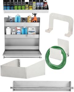 GarveeTech PP5052 Aluminium Garage Storage Kit, Workstation Cabinet 6-Piece Tool Set, Ratchet Tie Rod Holder, Wire/Hose Hooks, Miscellaneous Water Bottle Holder, Aerosol Can Shelf, Wall Tool Hanger