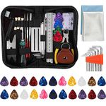 55Pcs Guitar Repairing Maintenance Tool Kit with Carry Bag Guitar Pick,For Guitar Ukulele Bass Mandolin Banjo,Guitar Tools Care Cleaning Cloth Accessories,Gift for Music String Instrument Enthusiast