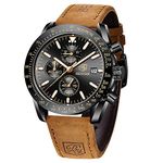 BENYAR Mens Watches/Montre Homme Chronograph Analog Quartz Waterproof Wrist Watches for Men Business Casual Sport Date Dress Watch with Brown Leather Strap Elegant Gift for Men