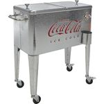 Leigh Country CP 98104 Galvanized Coca-Cola Rolling Cooler, 60 Quart Capacity, Silver