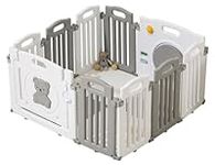 Millhouse Foldable Baby Playpen with Activity Panel and Play Mats Included XHFOLD01 (Folding-Grey-White)