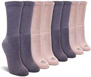 Doctor's Choice Women's Diabetic Socks, Non-Binding, Circulatory, Cushioned, Crew Socks for Swollen Feet, 4 Pack, Pink & Purple, Shoe Size 6-10, Diabetic Socks for Women Size 9-11