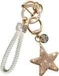 Cute Keychain for Women with Rhinestone Star Shape Key chains, Bling Womens Keychain for Car Keys, Sparkling Keychain Gifts, Gold, 5.1 x 1.2 x 0.6