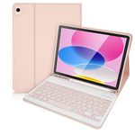 Lively Life Bluetooth Keyboard for iPad 10th Generation 10.9 inch 2022 (A2696 / A2757 / A2777), Protective Case with Detachable Wireless Keyboard for iPad 10th Gen. 2022, Built-in Pen Holder - Pink