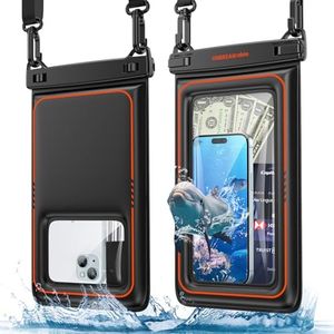 UNBREAKcable 9.5 Inch Large Waterproof Phone Pouch Floating [IPX8 Waterproof] [Sponge Cushion] Phone Case Dry Bag for iPhone 16 15 14 13 Pro Max Samsung S25, Travel Kayaking Beach Essentials - 2 Pack