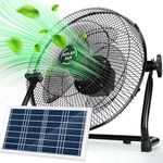 TonyEst Portable Solar Fan, 12'' Re