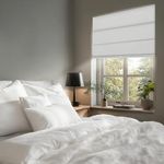 Sulugood Cordless Roman Shades for Windows - Custom Size Marble White, Blackout Roman Shades Fabrics, Roman Blind for UV Protection Thermal Insulation for Bedroom, Living Room, Office