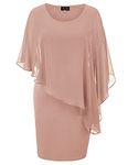 Hanna Nikole Elegant Mother of The Bride Dresses for Women Chiffon Tier Dress with Cape 2XL Pink