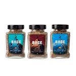 Rage Coffee Combo Pack of 3 - Irish Hazelnut & Dark Chocolate & Creme Caramel Flavoured Ground Coffee 50 Gms Each, Glass Bottle