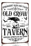 Crow Tavern Metal Tin Sign Funny Vintage Poster Halloween Sign for Home Farmhouse Halloween Party Wall Art Decor 8x12 Incheses