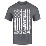 shop4ever® Trump Flag 2024 T-Shirt, Dark Heather, XX-Large