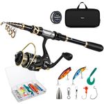 Magreel Telescopic Fishing Rod and Spinning Reel Combo Set with Fishing Line, Fishing Lures Kit & Accessories and Carrier Bag for Saltwater Freshwater