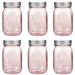 Amzcku 16 oz Rose Pink Mason Jars with Lids, 6 Pack Regular Mouth Quart Canning Jar, Safe For Storage, Canning, Pickling, Preserving, Fermenting, DIY Crafts & Decor