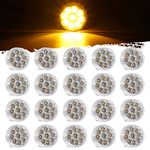 Partsam 20 2in. Round Side Marker LED Truck Lights Clearance 9 Diodes Reflector Trailer, Sealed Clear/Amber 2 Round LED Trailer Side Marker Lights, Miro-Reflex faceted reflector design