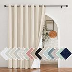 NICETOWN Beige Sliding Door Linen Blackout Curtain for Room Divider, Privacy Protection & Sound Reducing White Lined Insulated Wall Panel for Patio Door, Large Window (1 Piece, W100 x L95)