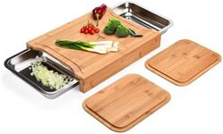 Prosumer's Choice Bamboo Cutting Board - Chopping Board Wood -Organic Bamboo Cutting Board - Bamboo Cutting Board with Tray - Chopping Board with Stainless Steel Juice Catcher -15" x 11" x 2" inches