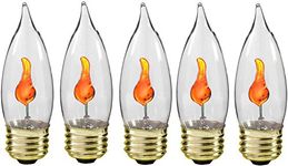 Creative Hobbies® 10J Flicker Flame Light Bulb -Flame Shaped, E26 Standard Base, Flickering Orange Glow - Box of 5 Bulbs