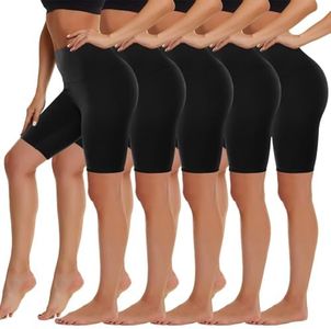 HIGHDAYS 5 Pack Biker Shorts Women - 5"/8" High Waist Spandex Workout Yoga Running Athletic(Black*5,3X_Large)