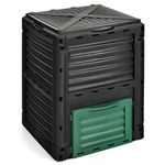 Happygrill Outdoor Compost Bin, Composting Box w/Top Flip Latch-on Lid,80 Gallons Composter for Kitchen Waste & Garden Scraps, Compost Barrel for Fast Creation of Fertile Soil (Black+Green)