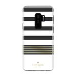 Kate Spade New York Phone Case | For Samsung Galaxy S9 Plus | Protective Clear Crystal Phone Cases with Slim Design and Drop Protection - Stripe 2 White/Gold/Clear