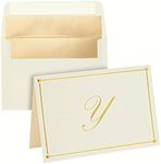 Pipilo Press Gold Foil Letter Y Personalized Blank Note Cards with Envelopes 4x6, Initial Y Monogrammed Stationery Set (Ivory, 24 Pack)