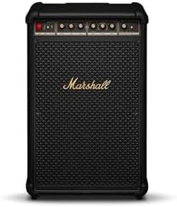 Marshall Bromley 750 Portable Wireless Party Speaker - Loud Stereo Sound with Bass and Treble Controls | Bluetooth, 3.5 mm Aux, RCA, Microphone, Instrument Inputs | LED Lights - Black and Brass